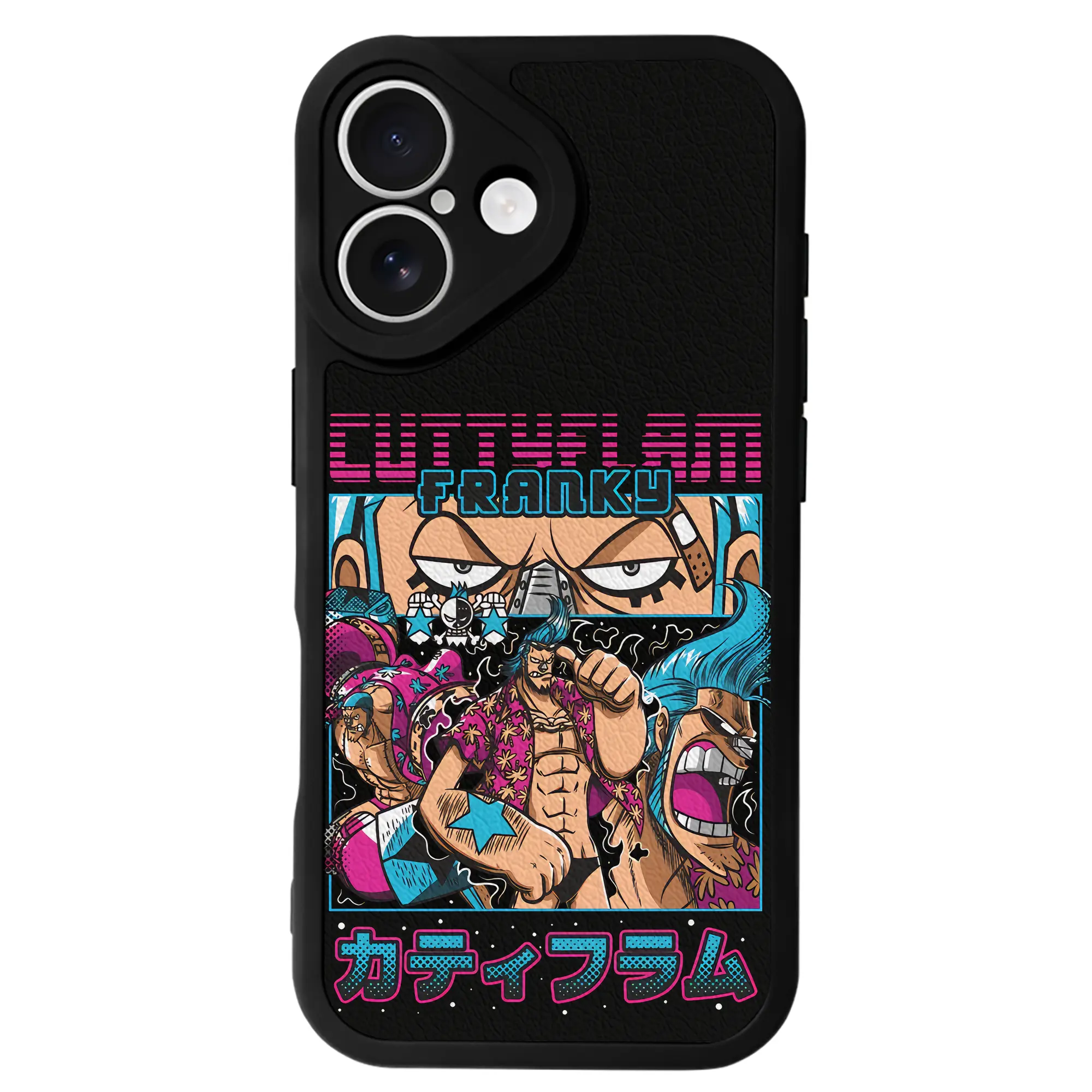 ワンピース グッズ フランキー - IPhone 16シリーズ対応 ・ シリコンスマホケース ・ レザー調 ・ 高精度フィット ・ 耐衝撃 ・ ワイヤレス充電対応 ・ 精密カット